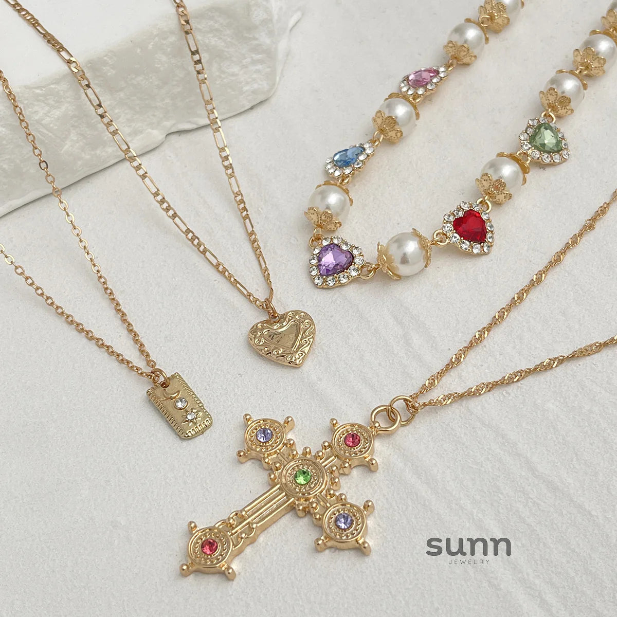 Adilene Layered Cross Necklace Set