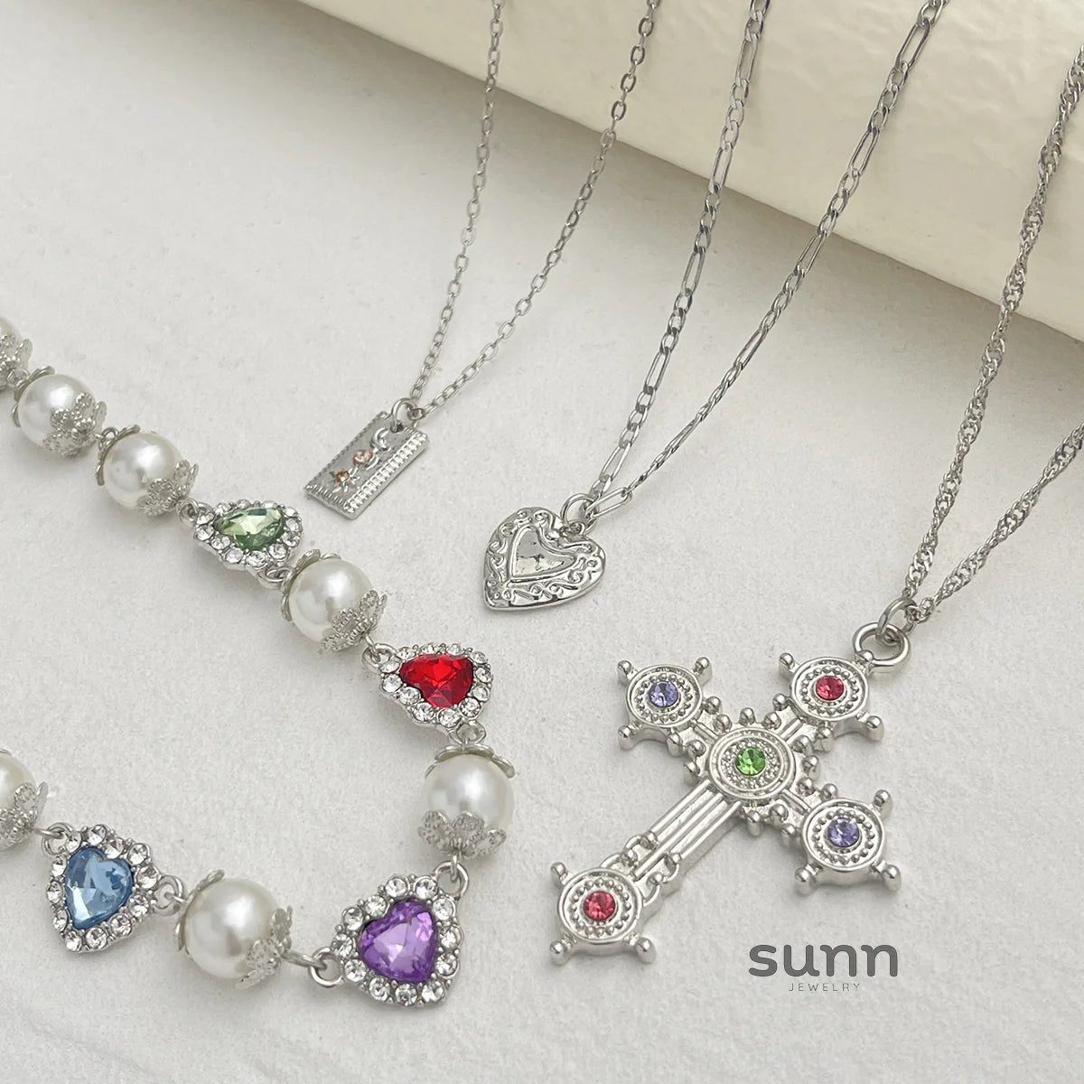 Adilene Layered Cross Necklace Set