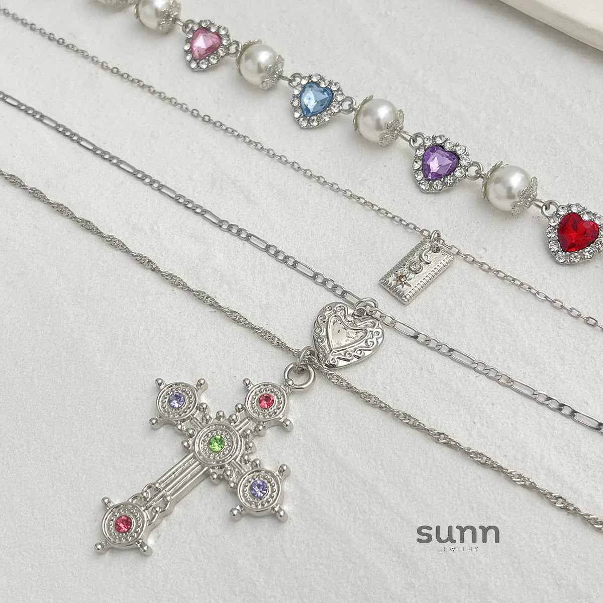 Adilene Layered Cross Necklace Set