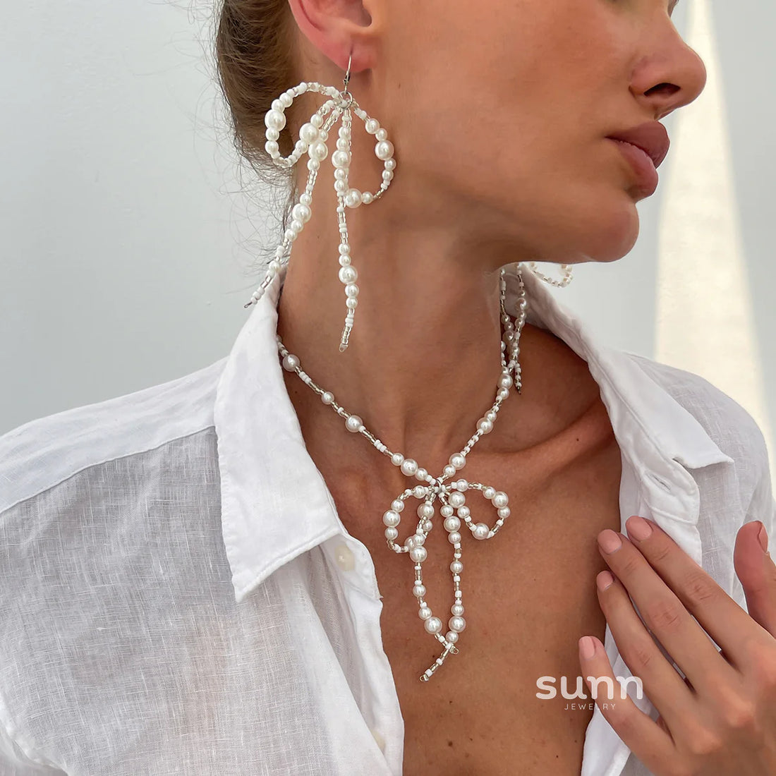 Adore Pearl Bowknot Jewelry Set