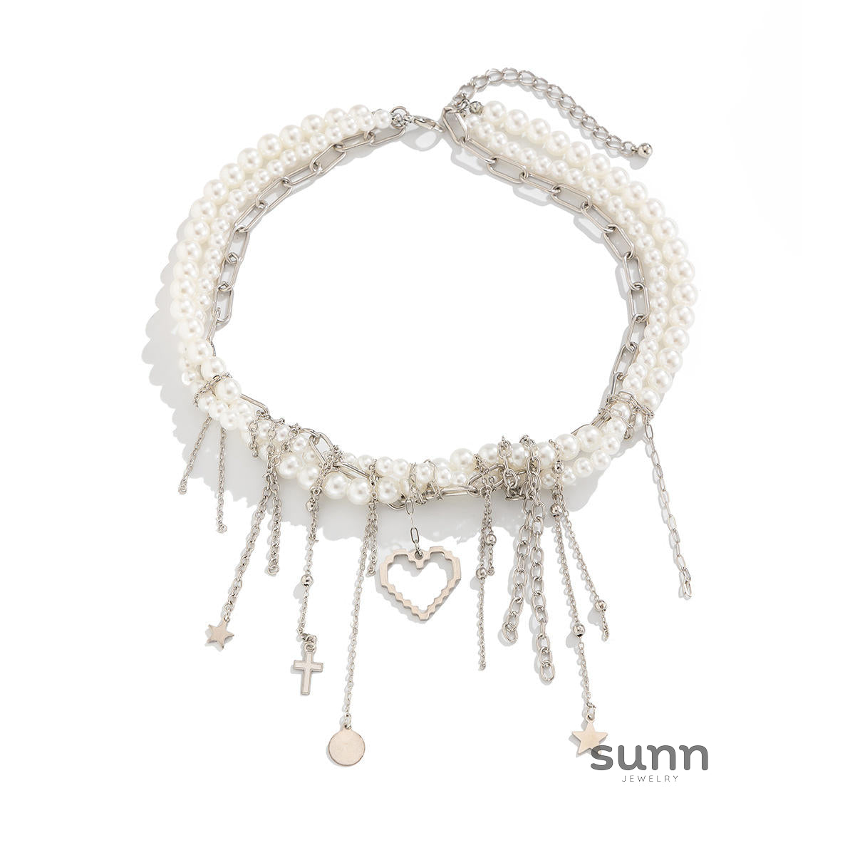 Adrianna Layered Pearl Heart Necklace [ZAKTR73V]