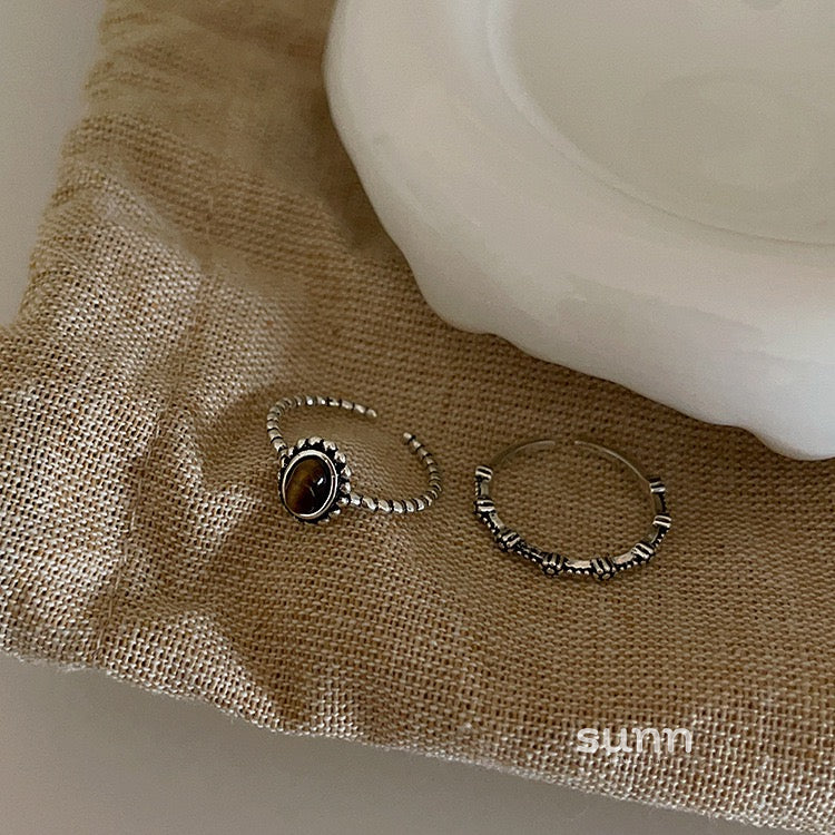 Adrina Tiger's Eye Floral Rings