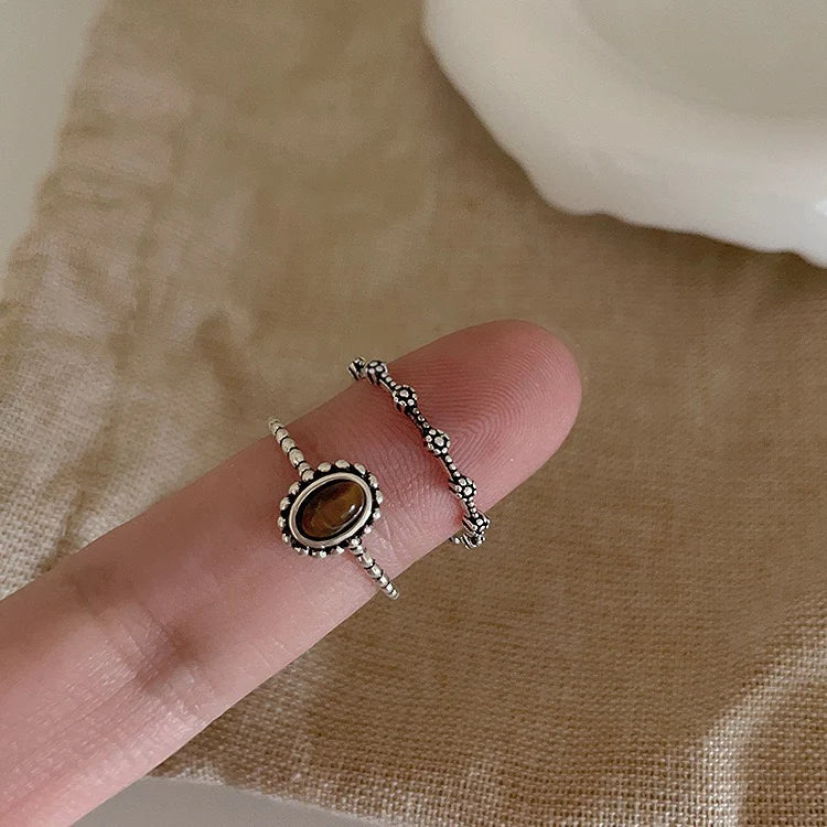 Adrina Tiger's Eye Floral Rings