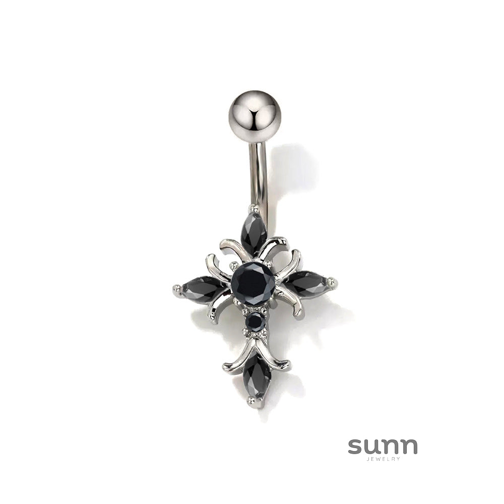Adya Zircon Cross Belly Ring [Y2XS2HMW]