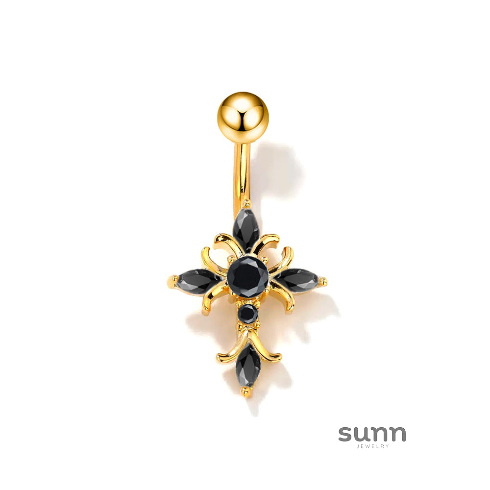 Adya Zircon Cross Belly Ring [BKJRJEOC]