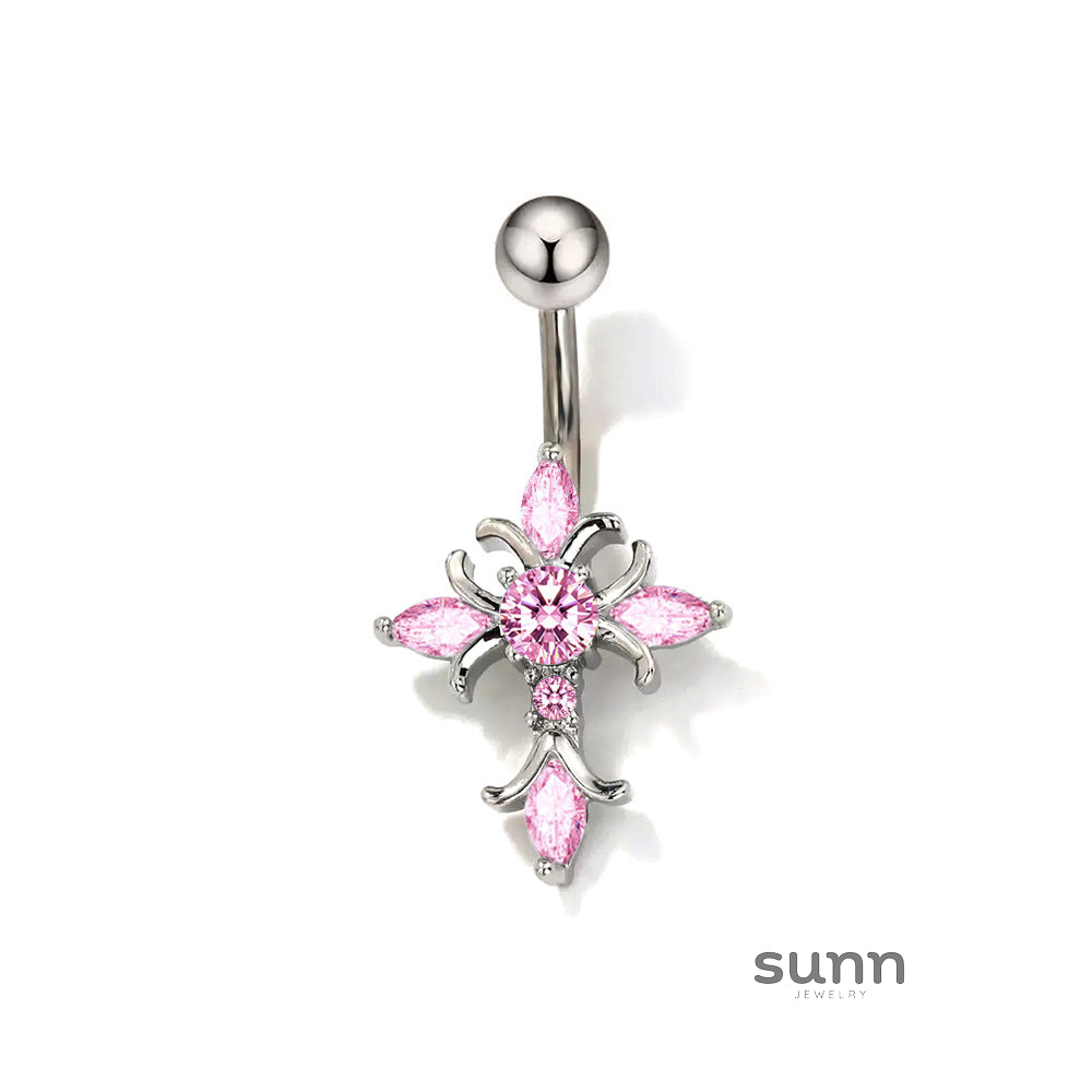 Adya Zircon Cross Belly Ring [JLEBD3B0]