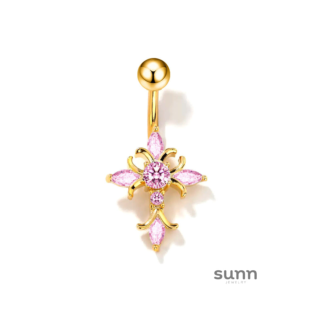 Adya Zircon Cross Belly Ring [QDDFABSL]