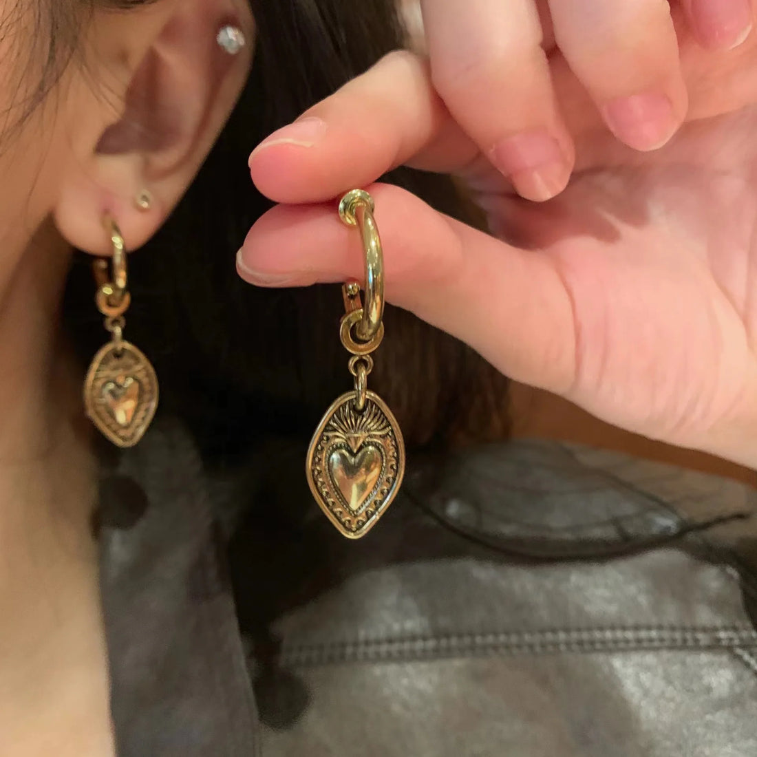 Aerin Vintage Heart Shield Earrings