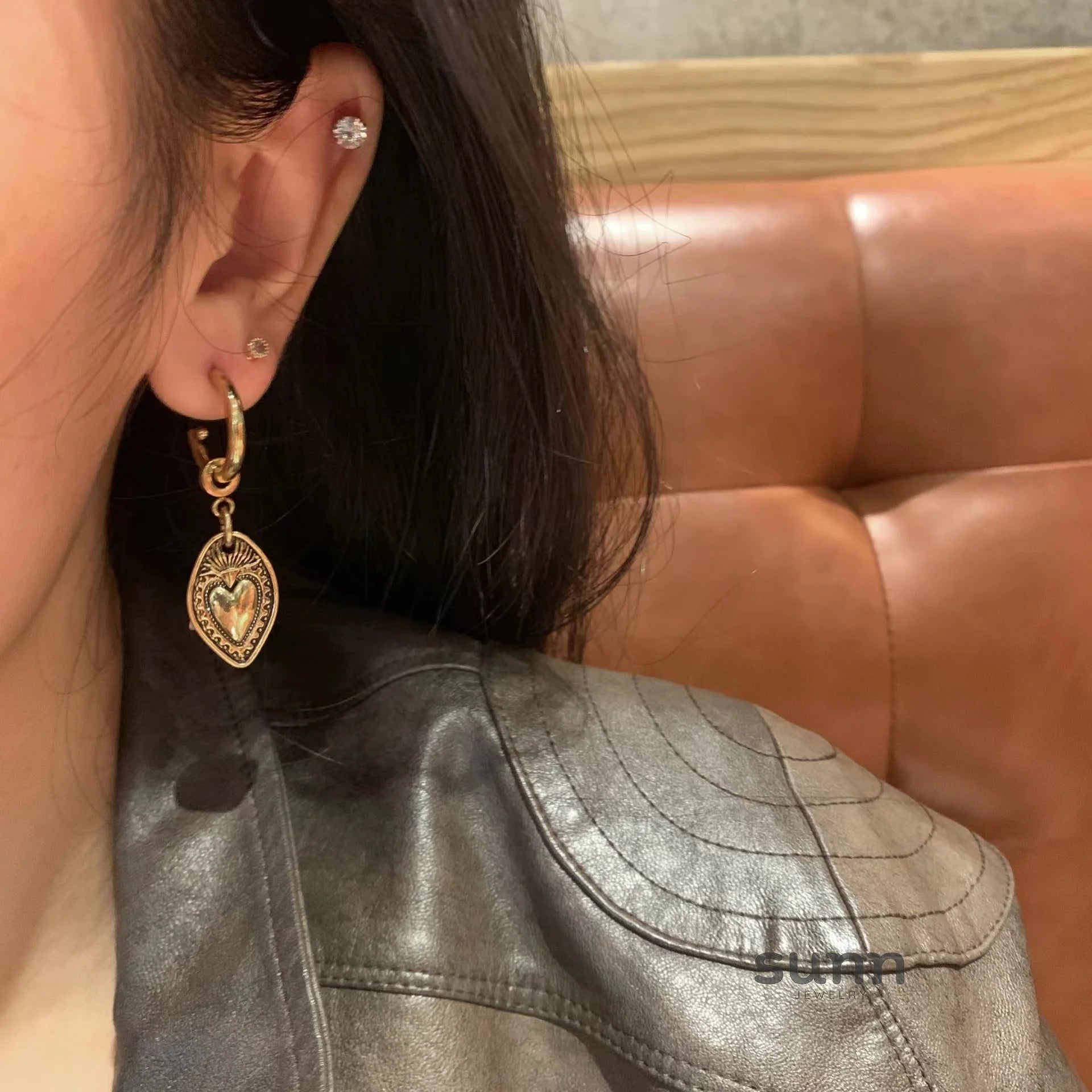 Aerin Vintage Heart Shield Earrings