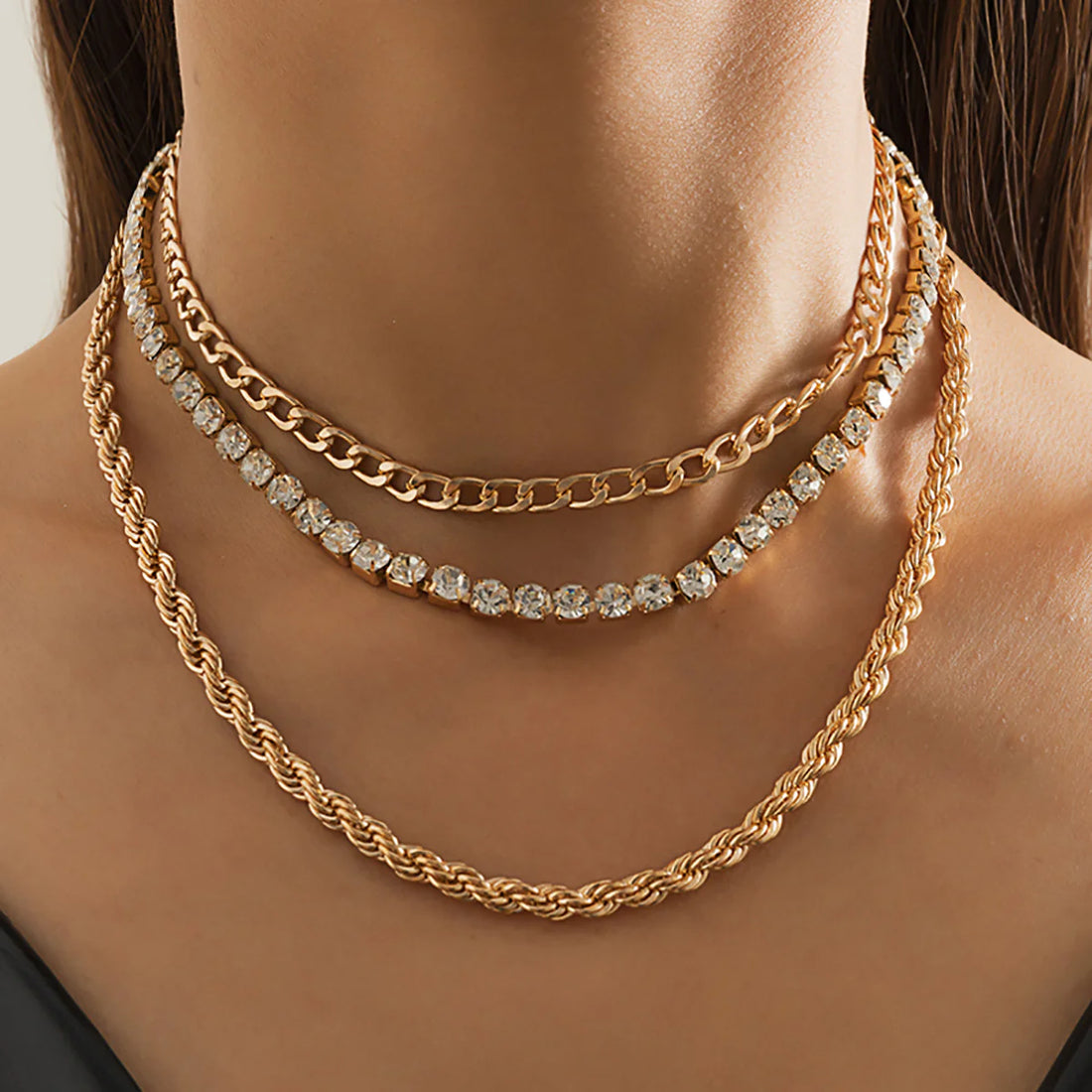 Ahlani Layered Diamond Chain Necklace