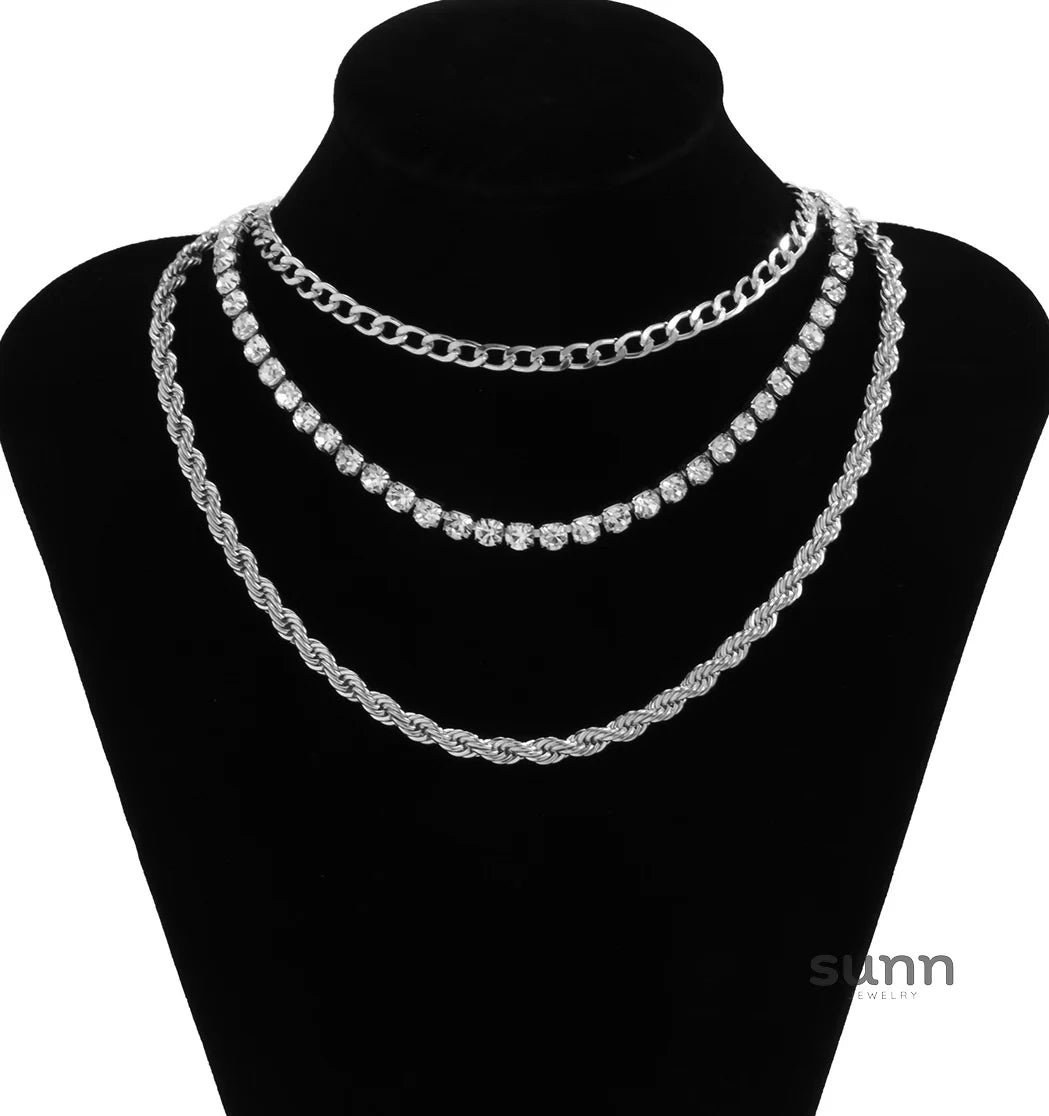 Ahlani Layered Diamond Chain Necklace