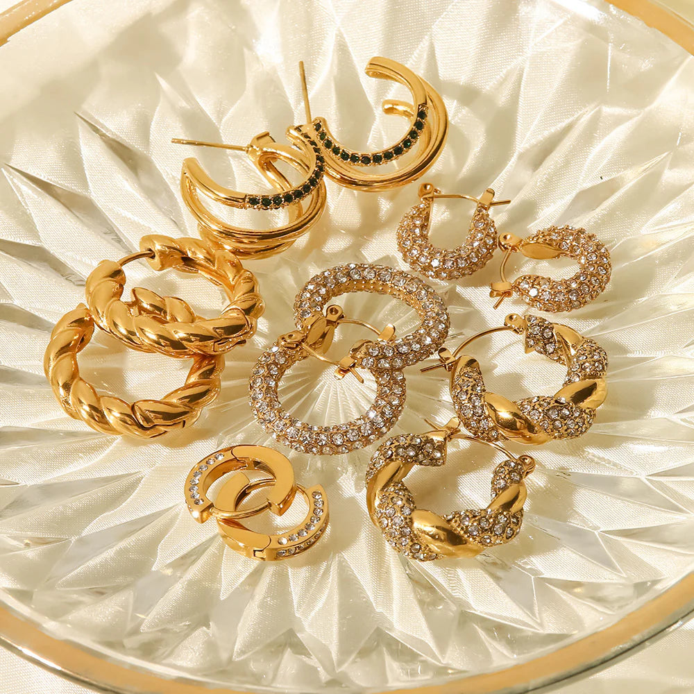 Ahlani Square Zirconia Hoop Earrings