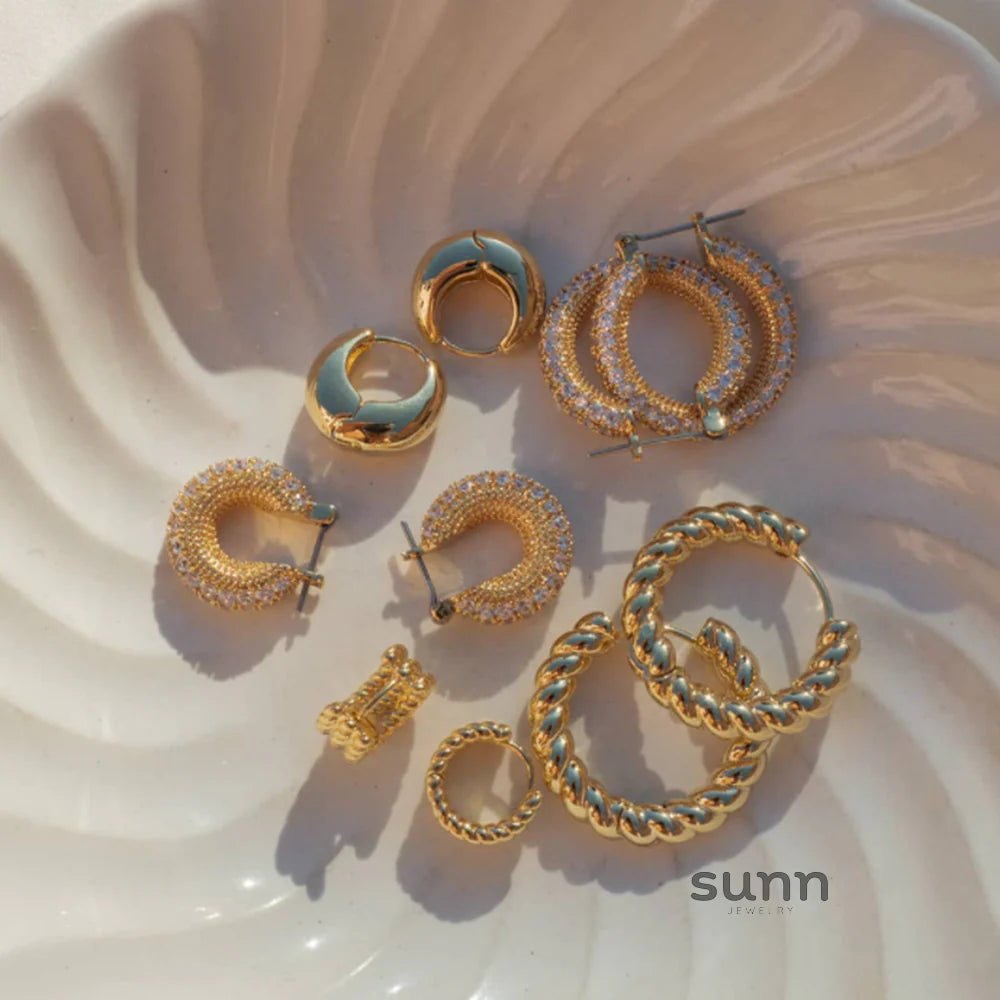 Ahlani Square Zirconia Hoop Earrings