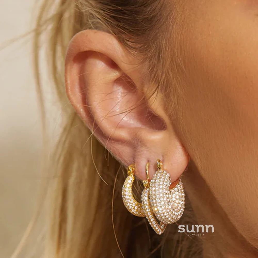 Ahlani Square Zirconia Hoop Earrings