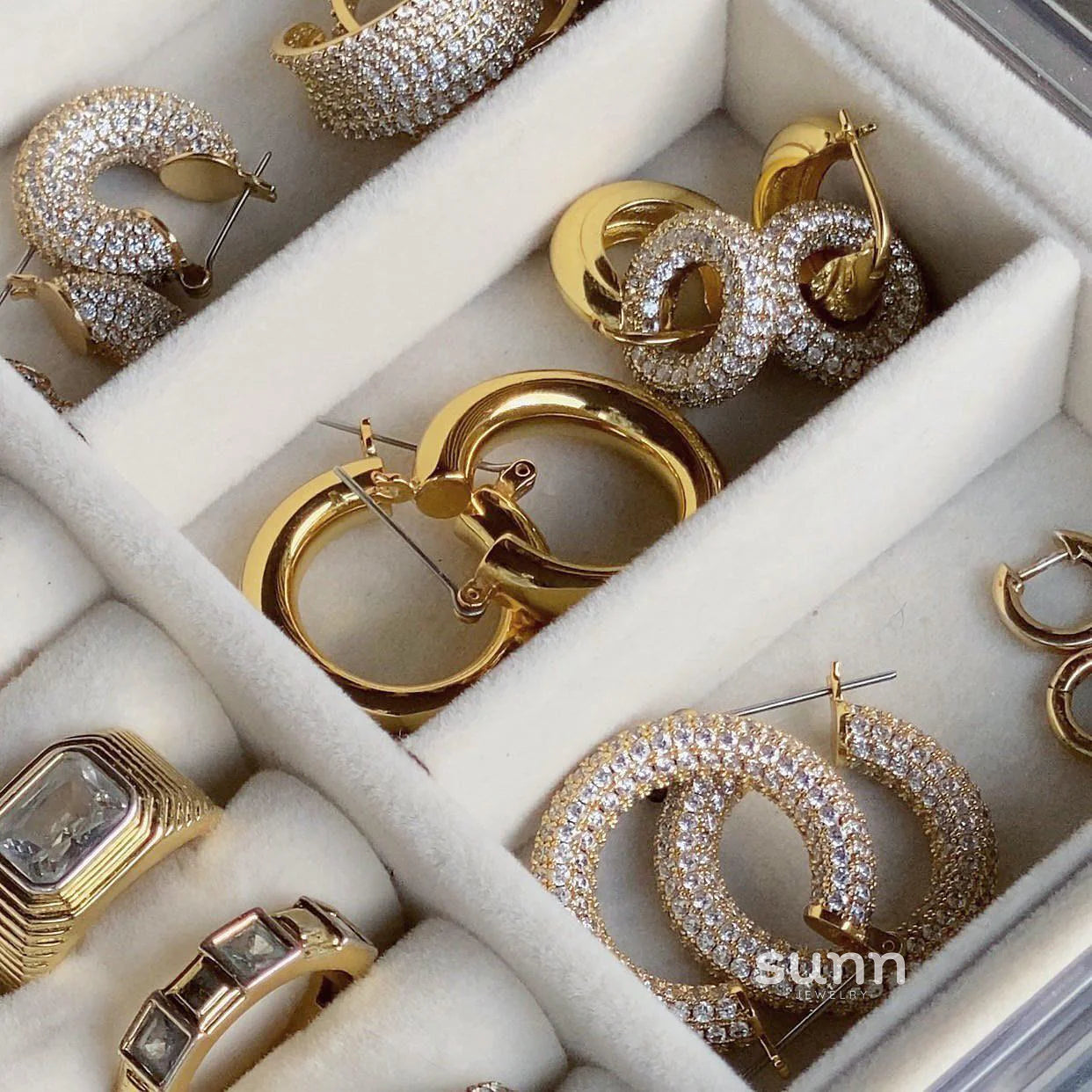 Ahlani Square Zirconia Hoop Earrings