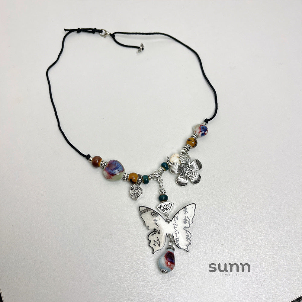Ahna Ceramic Butterfly Necklace [PZMSJBSY]