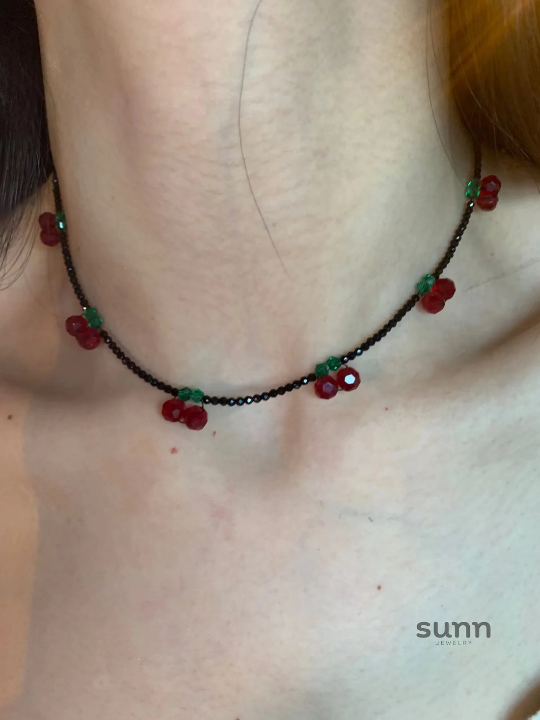 Ahtziri Black Crystal Cherry Choker