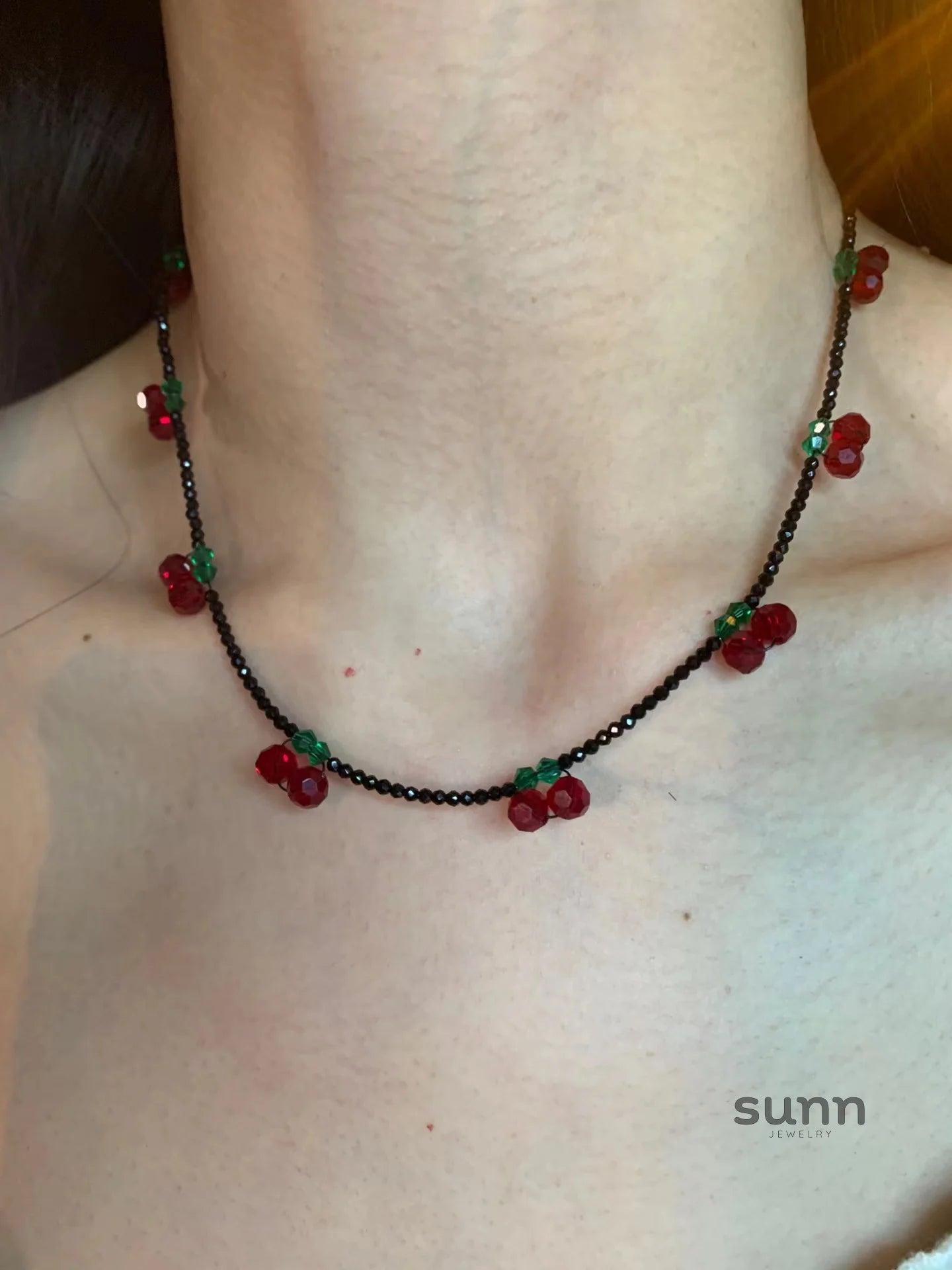 Ahtziri Black Crystal Cherry Choker