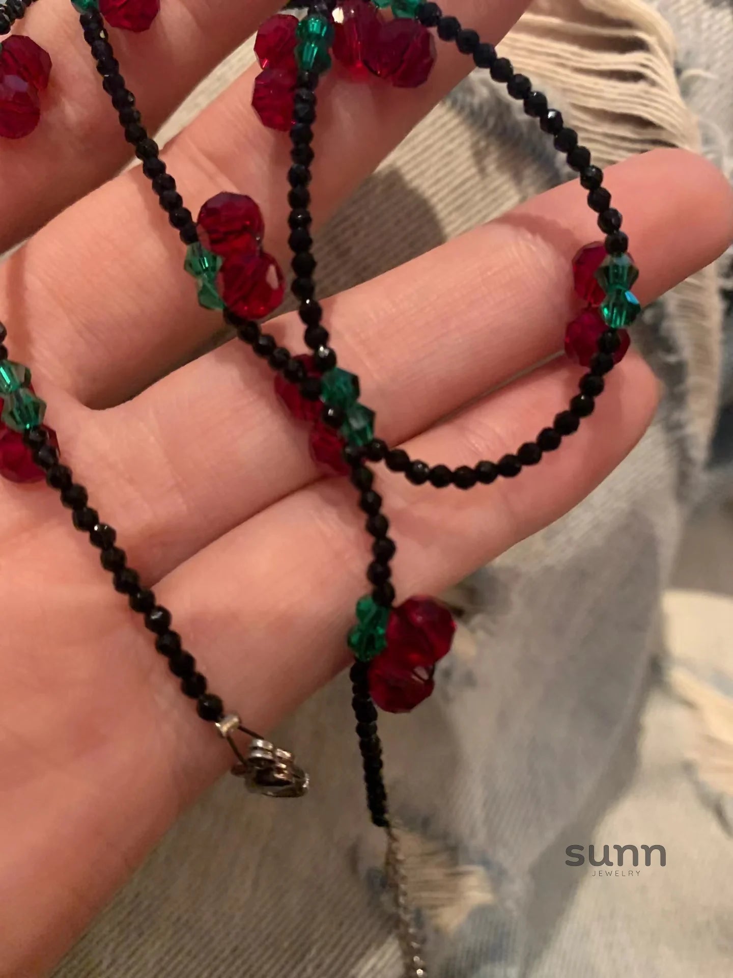 Ahtziri Black Crystal Cherry Choker