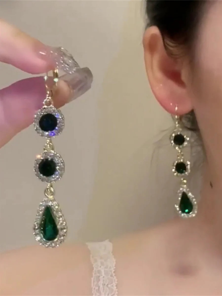 Ahtziri Vintage Emerald Drop Earrings