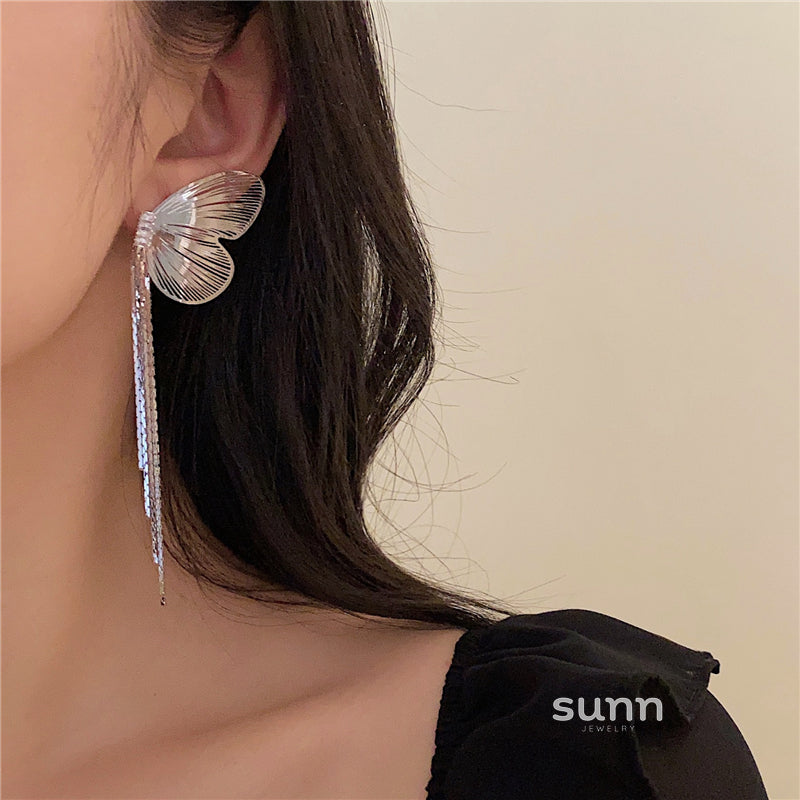 Aiden Butterfly Wing Tassel Earrings [PC084B94]