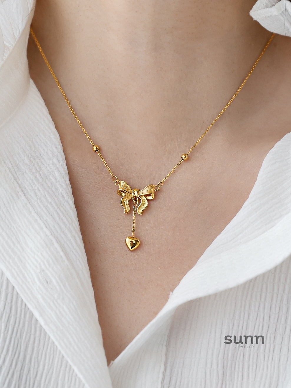 Ailani Gilded Butterfly Bow Necklace [5DUORYTF]