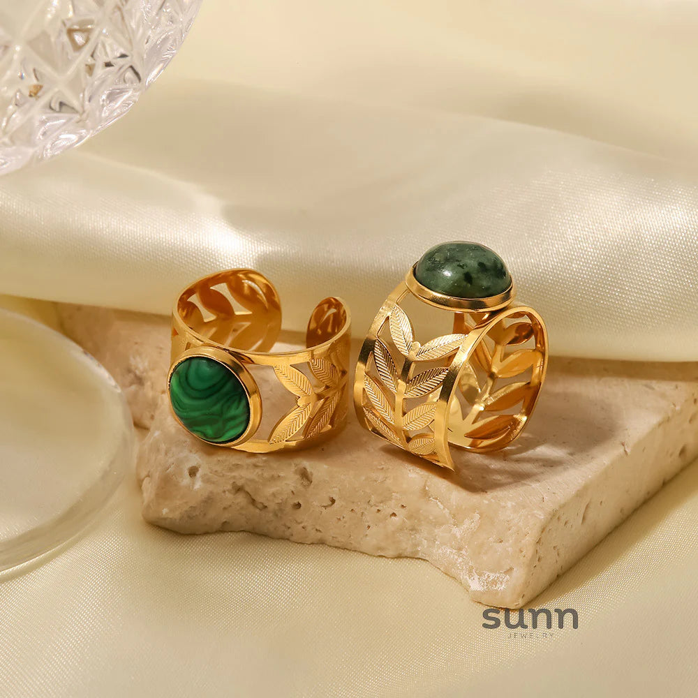 Ailin Gilded Leaf Gemstone Ring