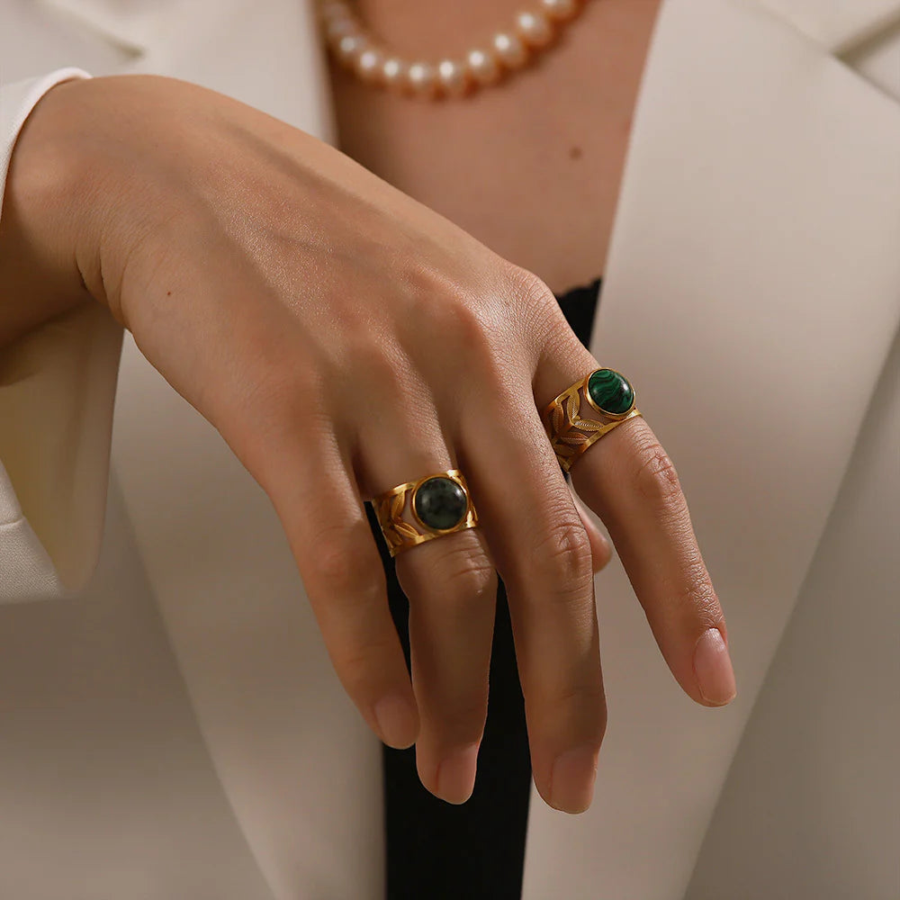 Ailin Gilded Leaf Gemstone Ring
