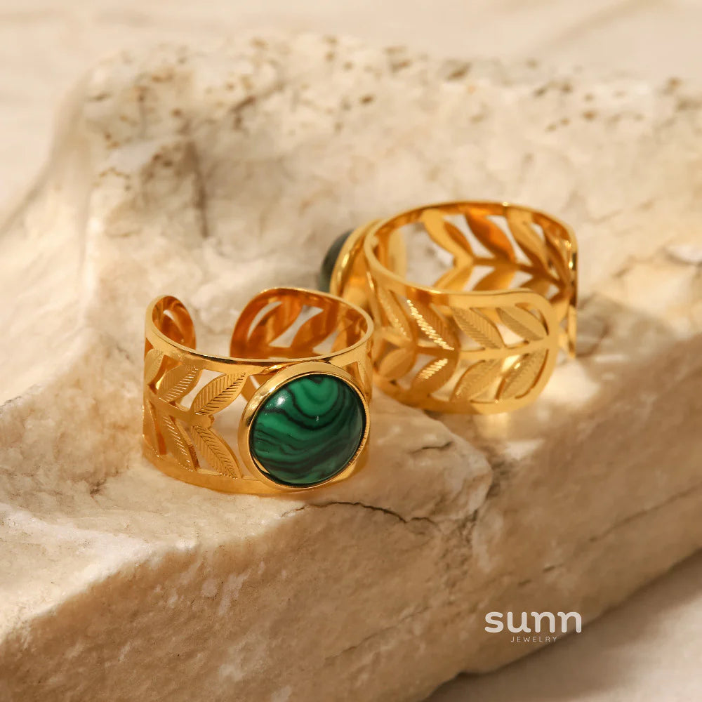 Ailin Gilded Leaf Gemstone Ring