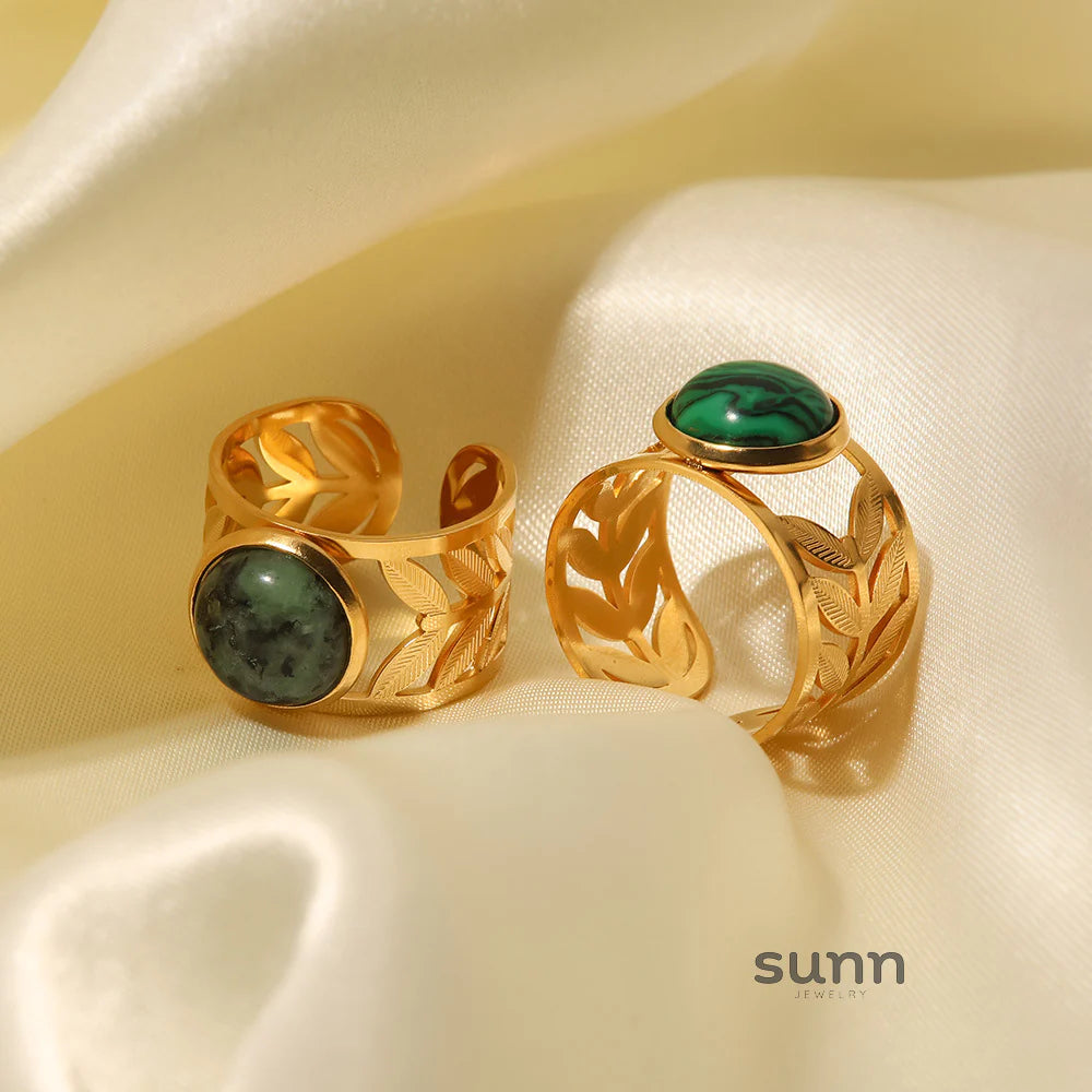 Ailin Gilded Leaf Gemstone Ring