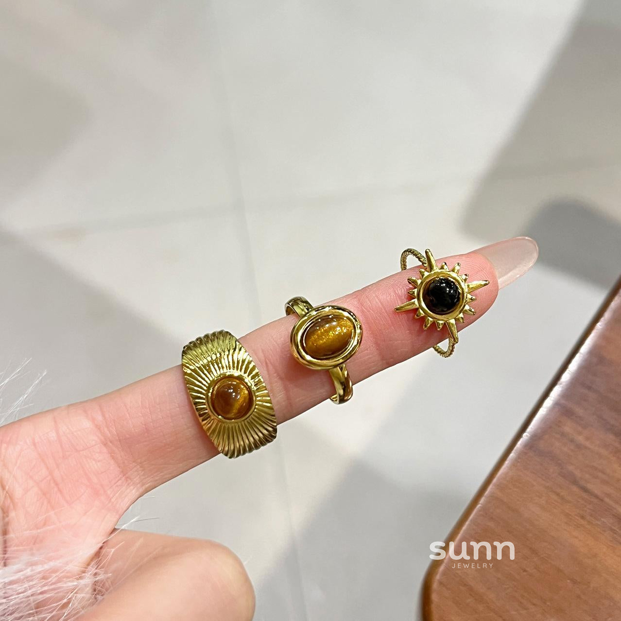 Aine Golden Tiger Eye Ring [SPSD4BRZ]