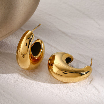 Ainslee Gold Asymmetric Hoop Earrings [QSIYY8UC]