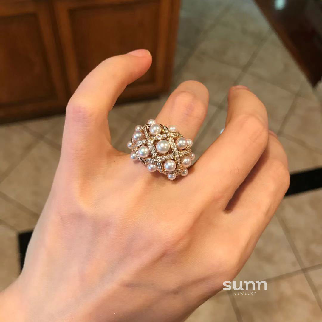 Ainsley Lace Pearl Ring [ISO0NWSR]