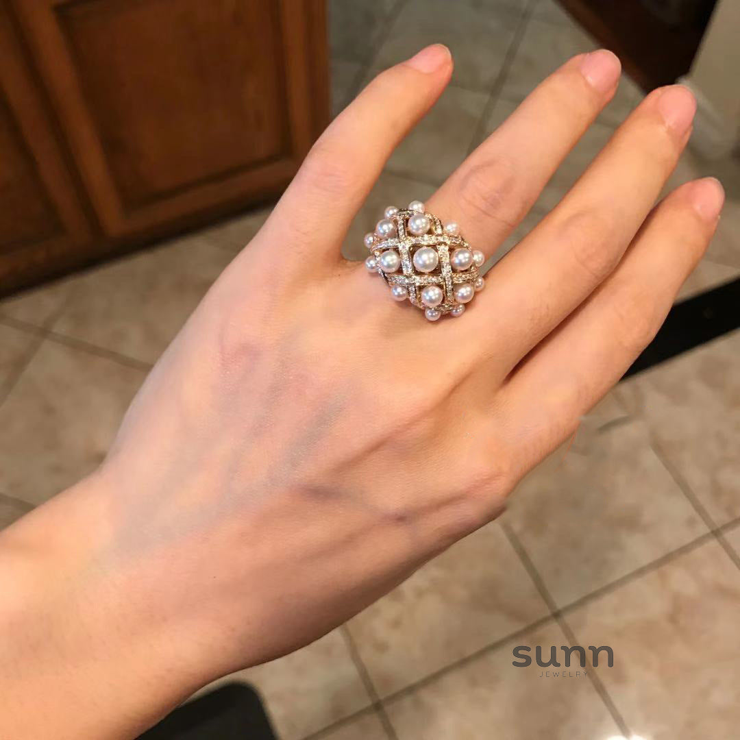 Ainsley Lace Pearl Ring [ZHP1W60S]