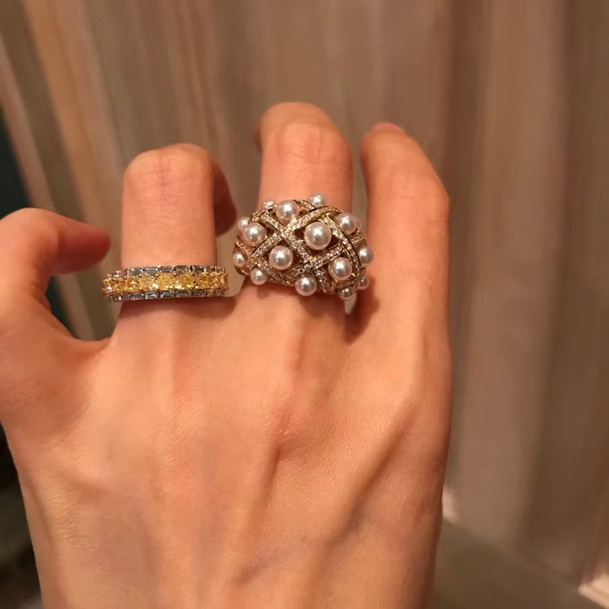 Ainsley Lace Pearl Ring [A034WKHA]