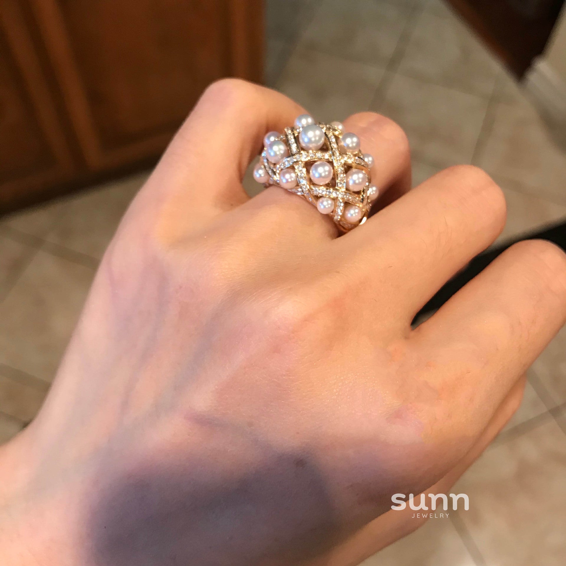 Ainsley Lace Pearl Ring [V3X9UQGU]