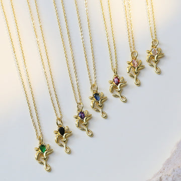 Ainslie Zircon Flower Necklace [B56B42T2]