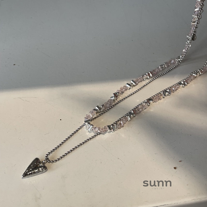 Aishah Crystal Heart Layered Necklace [UW0D0VRP]