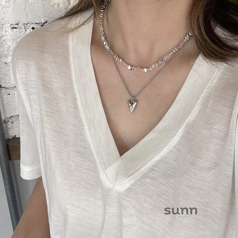 Aishah Crystal Heart Layered Necklace [06MMG1A4]