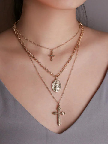 Aitana Layered Cross Necklace