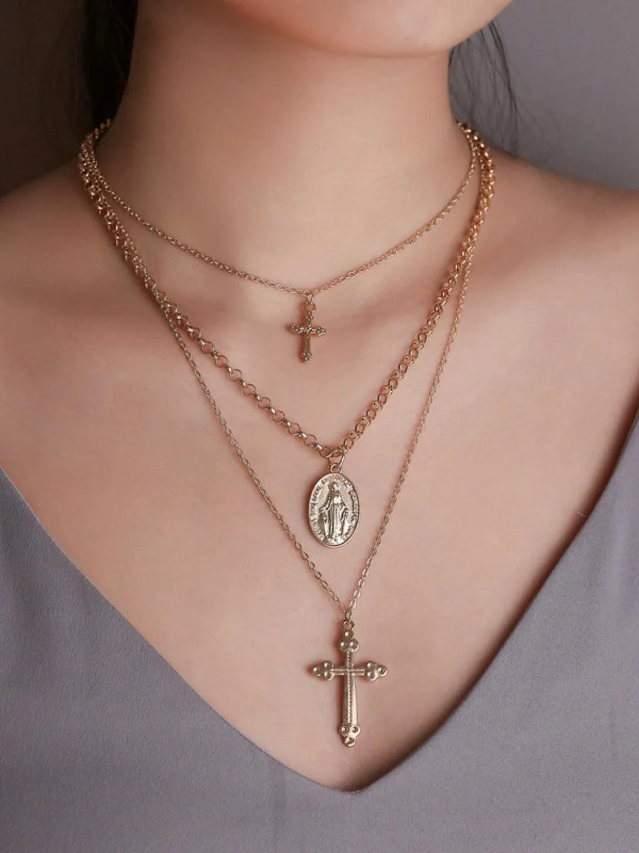 Aitana Layered Cross Necklace