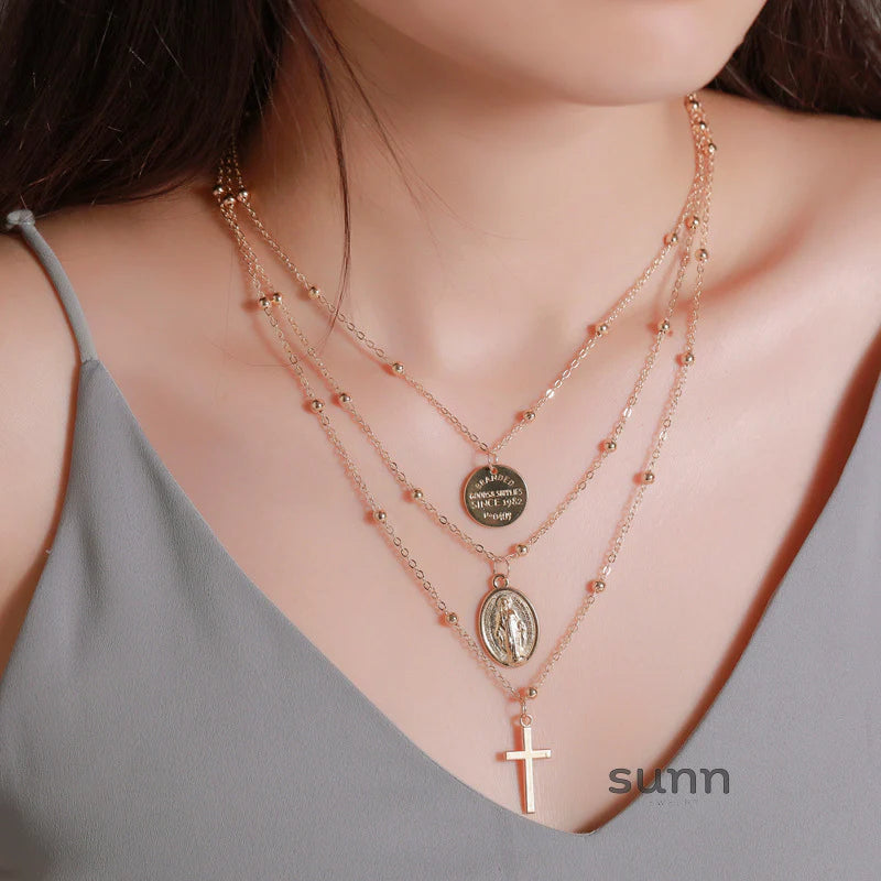 Aitana Layered Cross Necklace