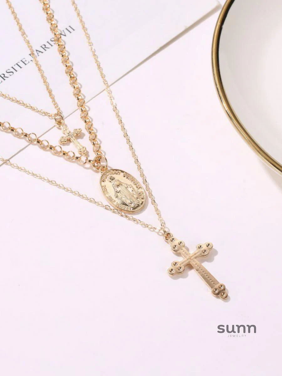 Aitana Layered Cross Necklace