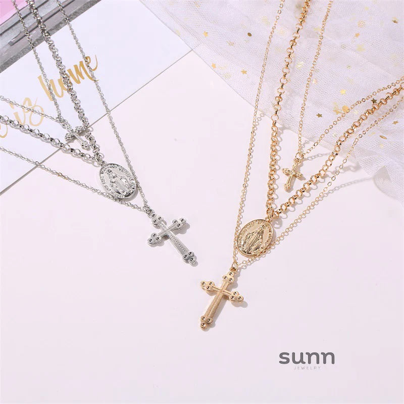 Aitana Layered Cross Necklace