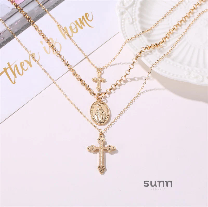 Aitana Layered Cross Necklace
