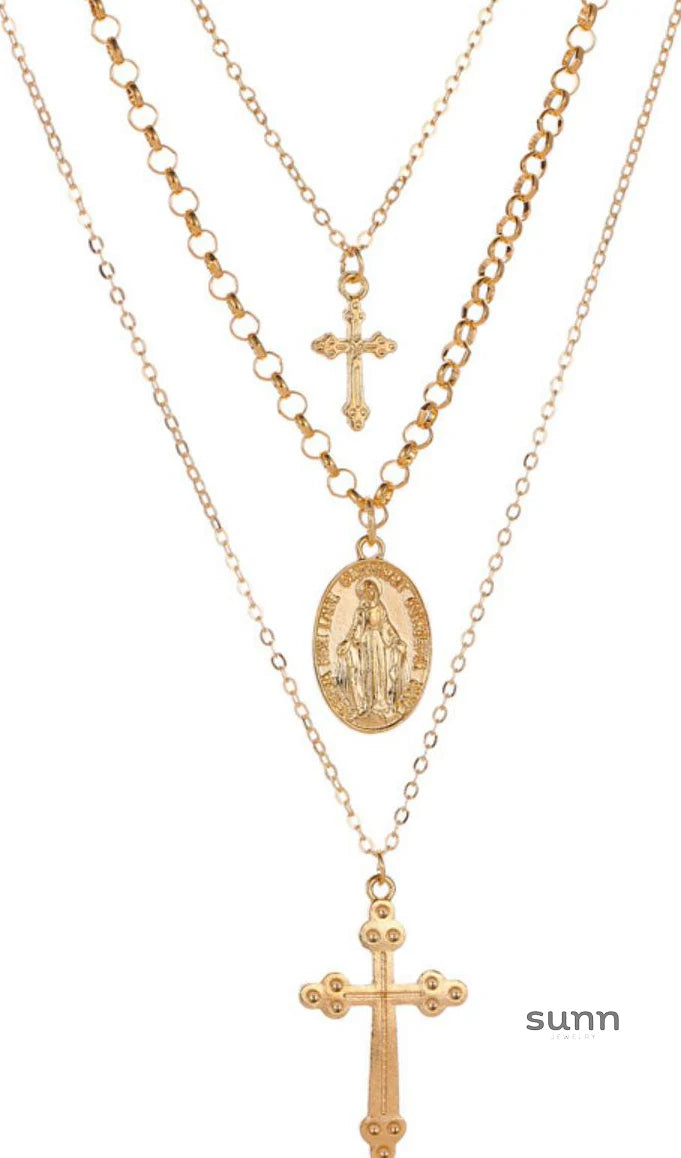 Aitana Layered Cross Necklace