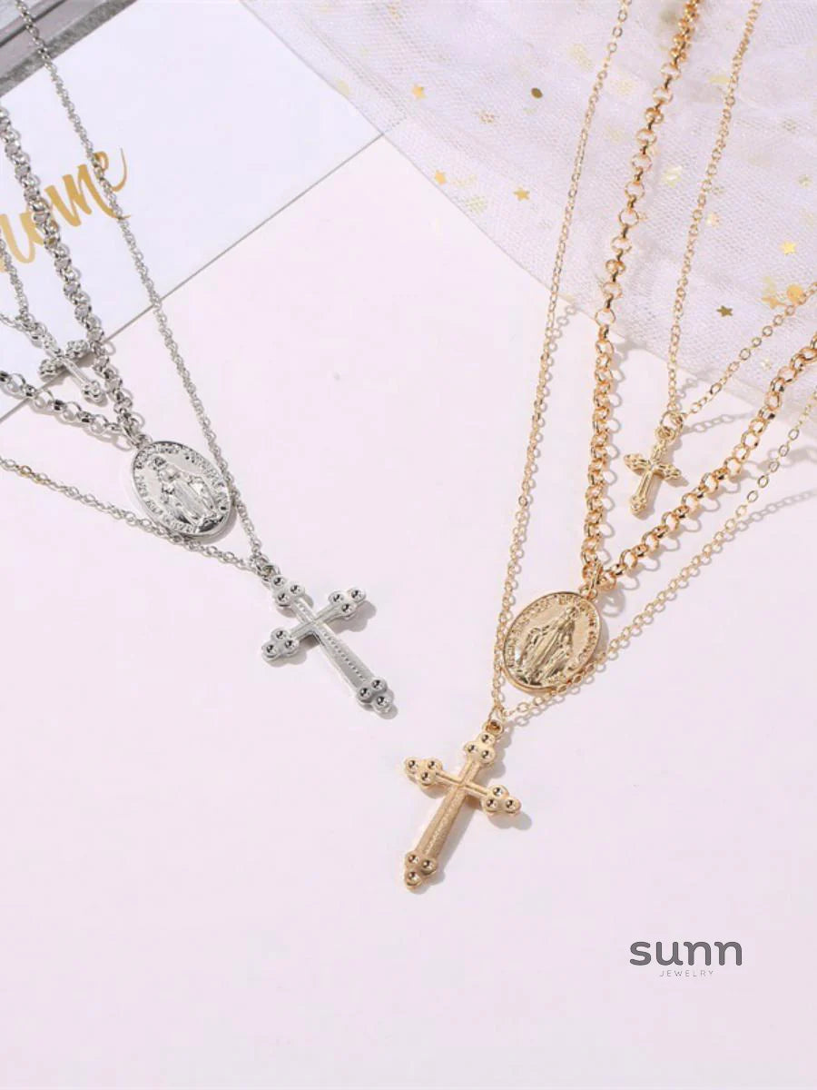 Aitana Layered Cross Necklace