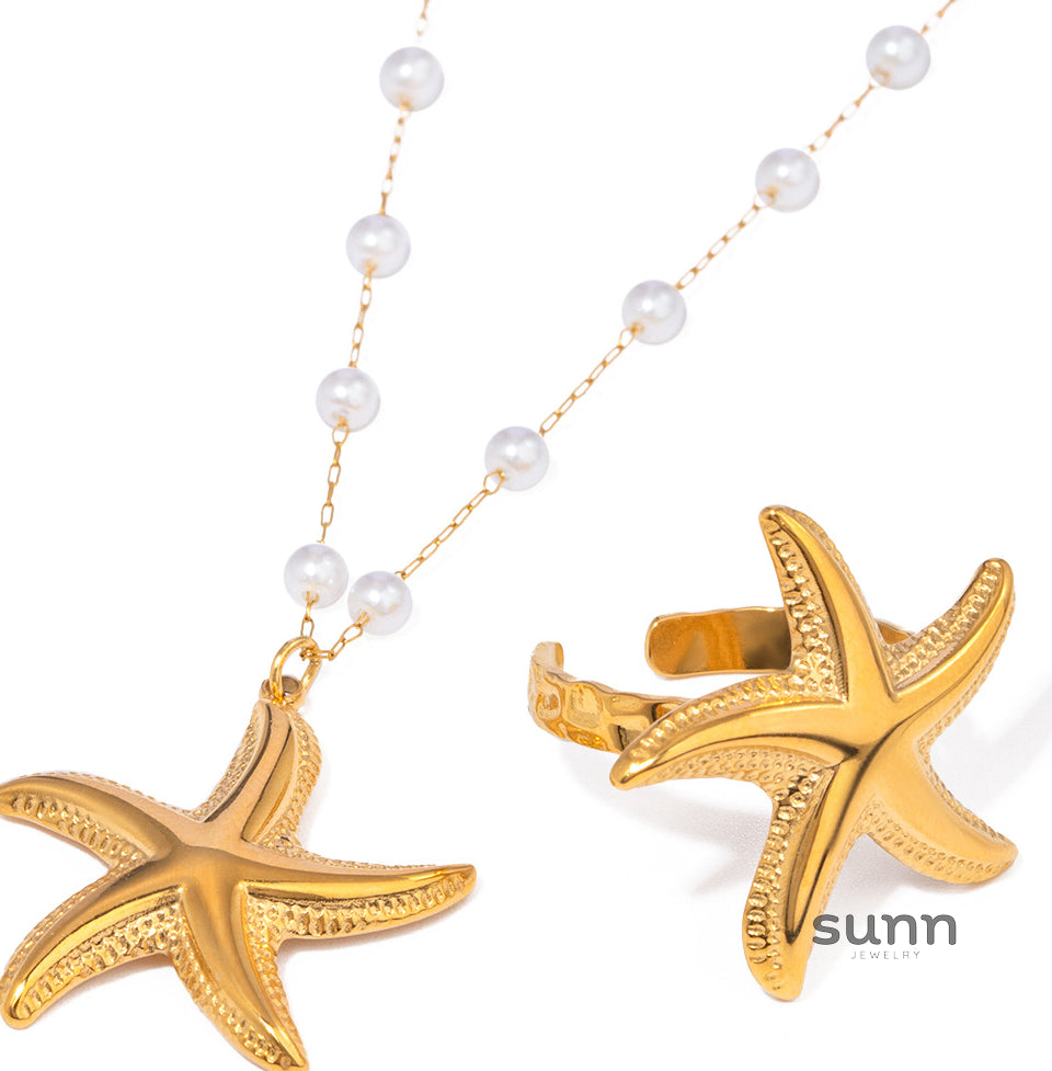 Aithana Pearl Starfish Necklace [QELXFEPZ]