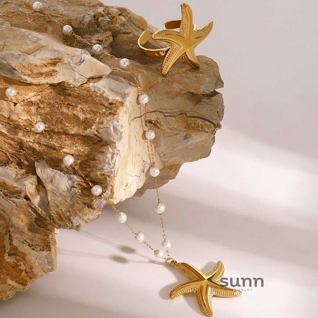Aithana Pearl Starfish Necklace [FMUF0B89]