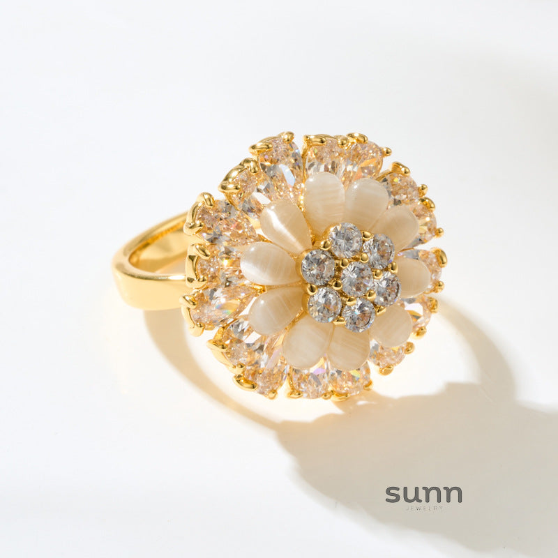 Aiva Rotatable Opal Bloom Ring [F3RWKW9B]
